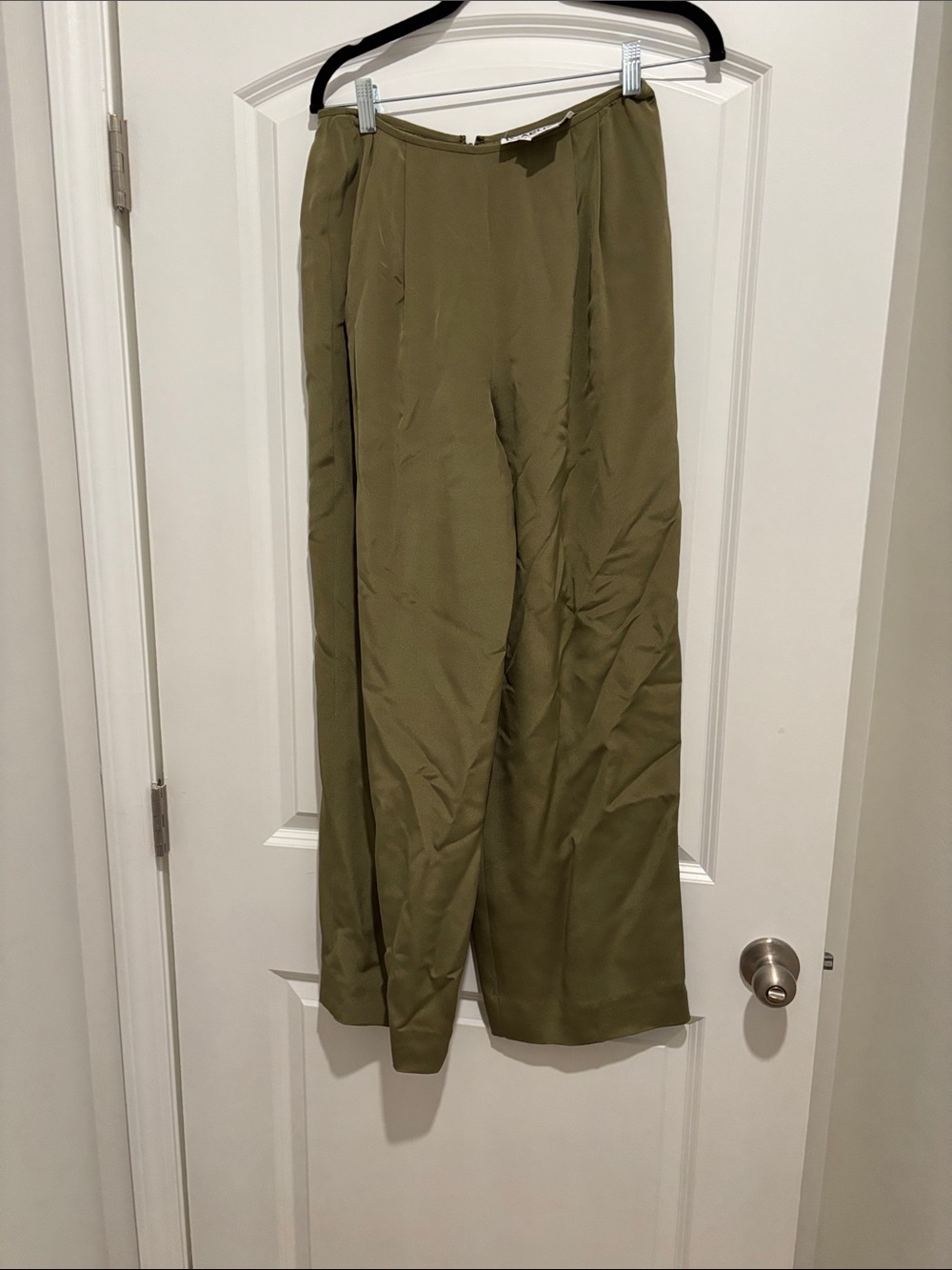 Carlisle Silk Olive Green Wide-Leg Trousers